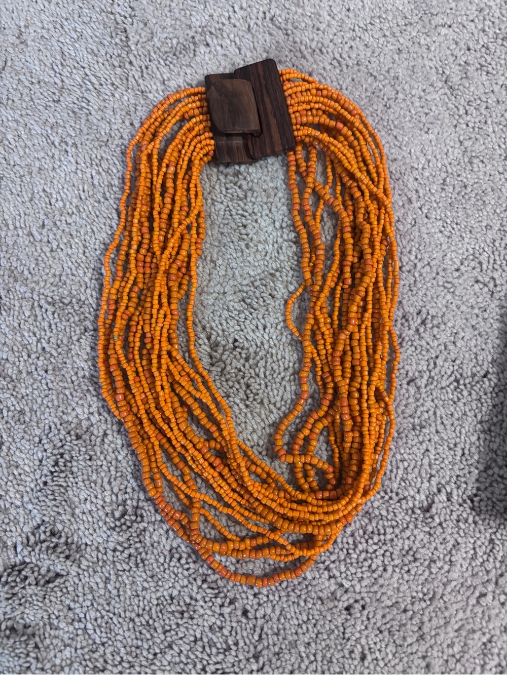 Orange Multi-Strand Seed Bead Necklace